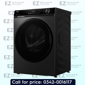 Haier 12KG HWD120 BP12357S8 Inverter Front Load Washing Machine features Direct Motion Motor, smart wash cycles and efficient cleaning at Electro Zone Pakistan.