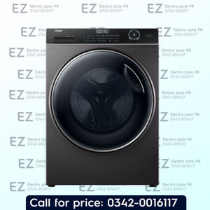 Haier 9KG HW90 BP12357S8 Inverter Front Load Washing Machine features Direct Motion Motor, smart wash cycles and efficient cleaning at Electro Zone Pakistan.
