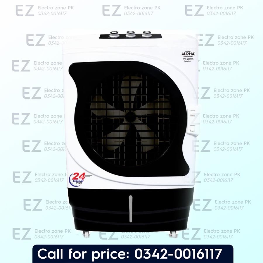 Alpha 2000ps air cooler Semi Auto Turbo Cool features powerful airflow, efficient cooling and turbo performance for comfortable spaces at Electro Zone Pakistan.