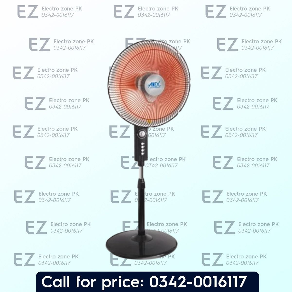 Anex AG 3039 Deluxe Electric Sun Heater with 500W/1000W heat settings, adjustable temperature control, and overheat protection. Check price at Electro Zone PK.
