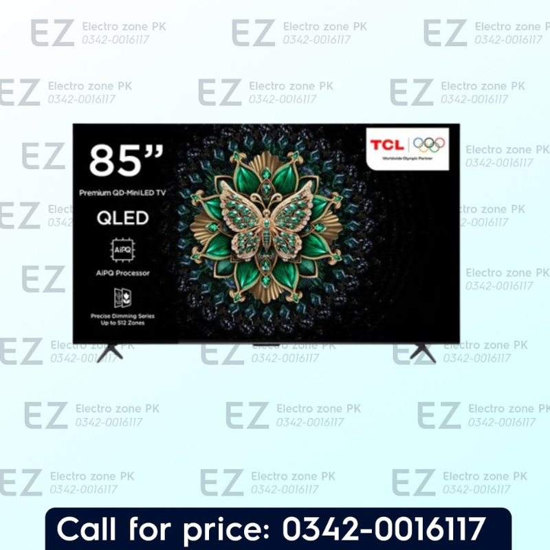 TCL 85 Inch 85C6K QD Mini LED TV from Electrozone Pakistan with stunning 4K visuals, vibrant colors, deep contrast, and smart features.