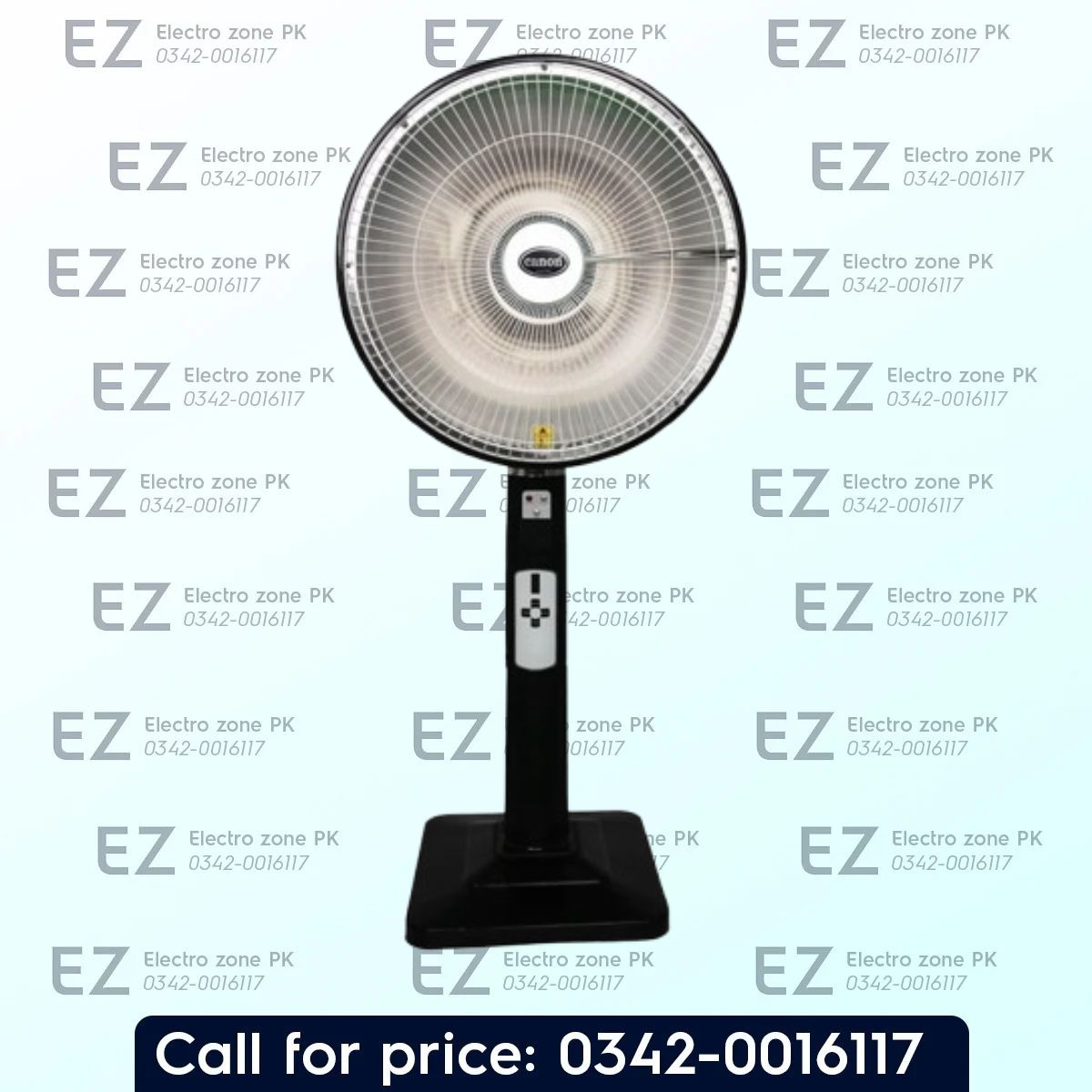 Canon CHA IH 21 1508 Electric Room Heater features 8 heat settings from 150W to 1200W, remote control, 270° rotation, and energy-saving design.