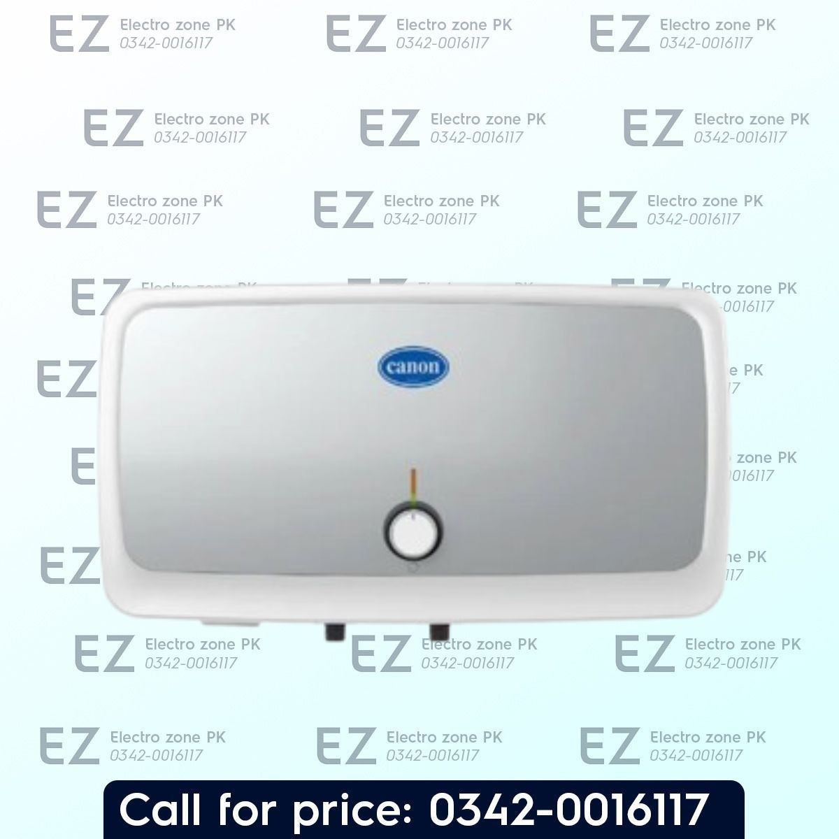 Canon Fast FEWH CA 20FD Electric Water Geyser with 20L capacity, 2000W heating element, adjustable thermostat, and ELCB safety protection at Electro Zone PK.