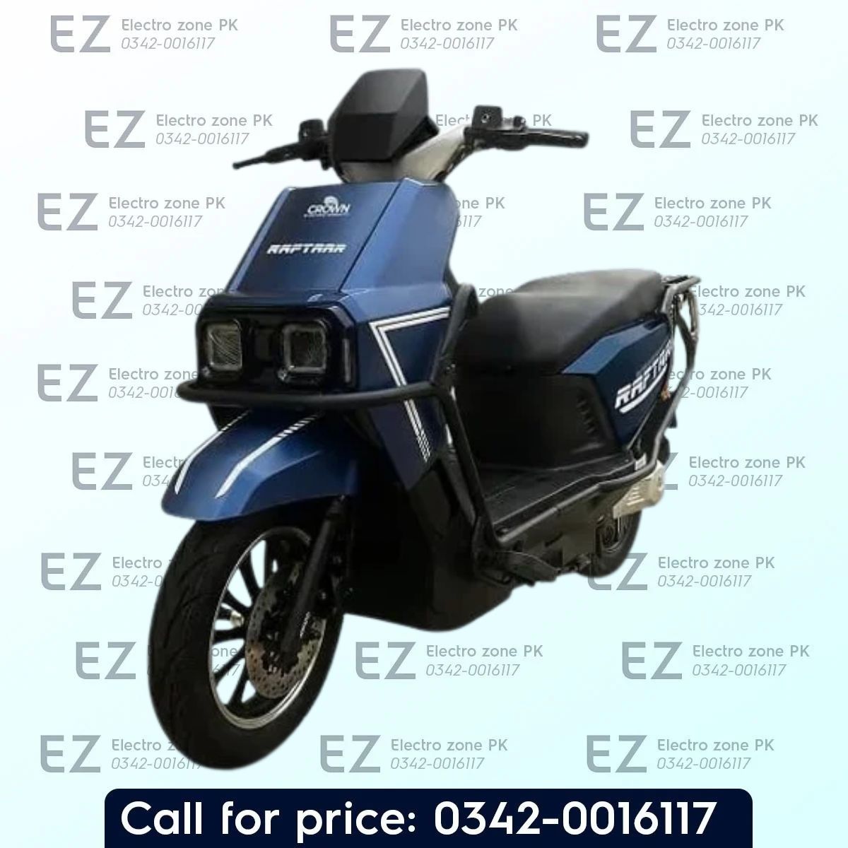 Crown Raftaar Pro Electric Scooter with 4.4kWh lithium battery, 3000–4000W motor, and 140–160km range at Electro Zone PK.