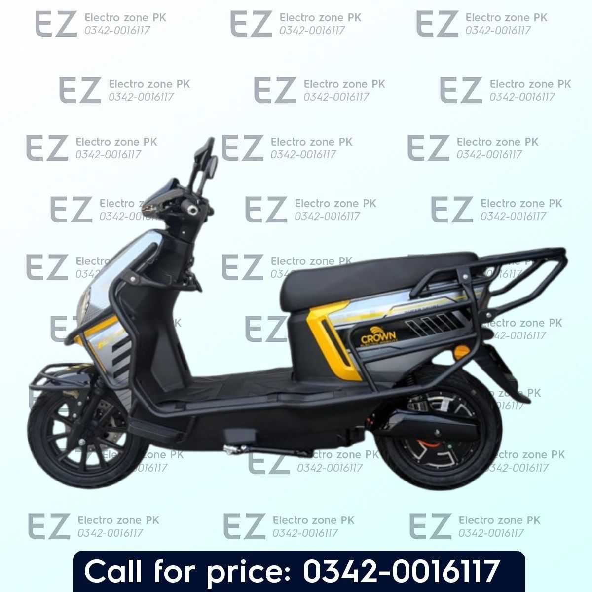 Crown Roshni X Electric Scooter with a brushless motor, lithium LFP battery, 1500–2200W power, and efficient urban commuting at Electro Zone PK.