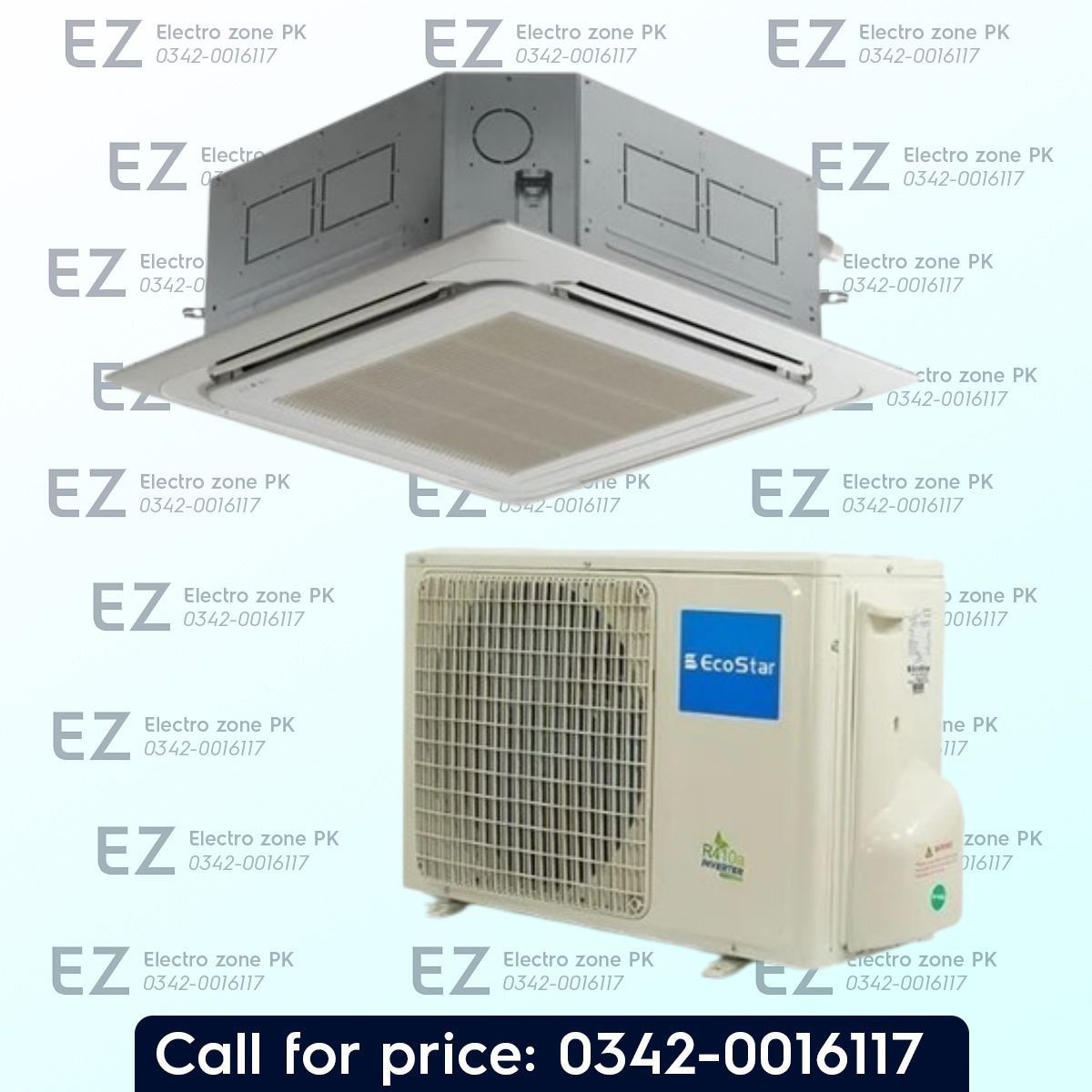 EcoStar EK-24IH01 Casette Inverter 02 Ton - R410 Refrigerant - Heat and Cool - IR Remote Control
