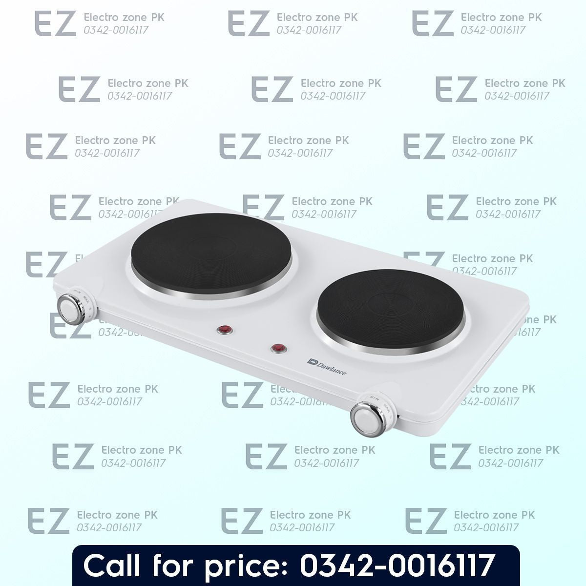 Dawlance DWHP 3021 Hot Plate White and Black from Electro Zone Pakistan with durable cast iron surface, easy temperature control, and convenient cooking.