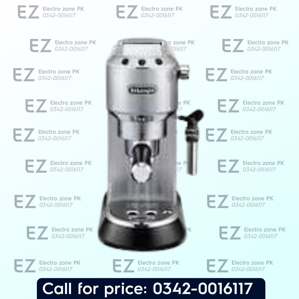 DeLonghi EC685 M Coffee Maker with 15-bar pump pressure, 1.1L water tank, 1300W power, and milk frothing from ElectrozonePK for café-style coffee.