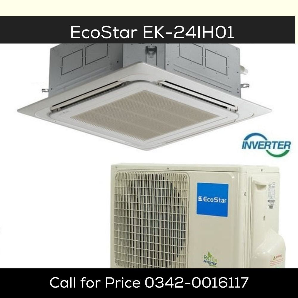 EcoStar EK 24IH01 Cassette Inverter 2 Ton AC features 360° airflow, inverter operation and efficient climate control. Shop from Electro Zone Pakistan today.