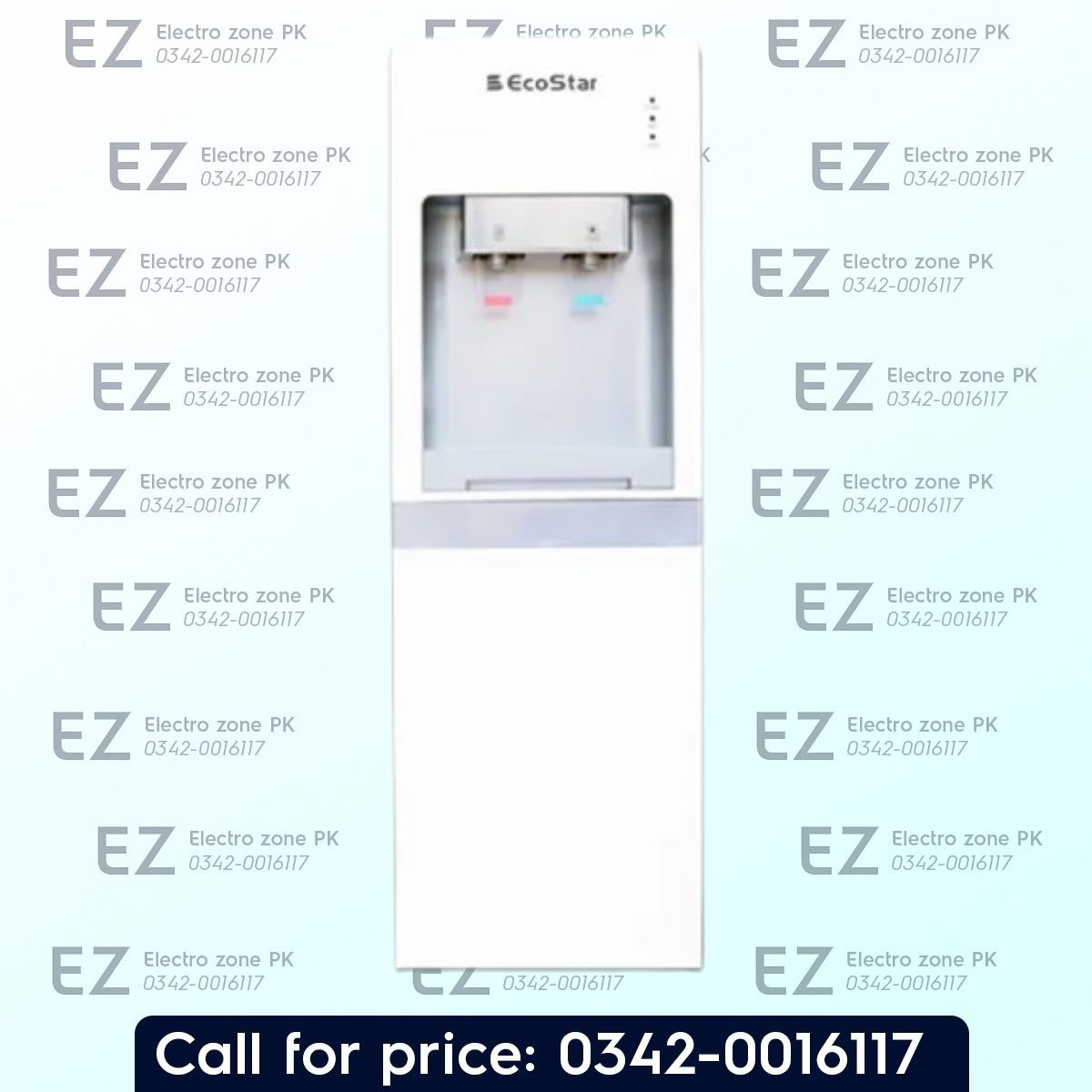 Ecostar WD 300 2 Tap Water Dispenser features dual water taps for hot and cold water, offering convenient access and practical functionality for everyday needs.