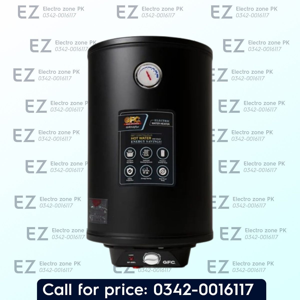 GFC GF 40EL 40 Liter Electric Geyser with 40L capacity, efficient heating, automatic thermostat control, durable enamel coating, and built-in safety features.