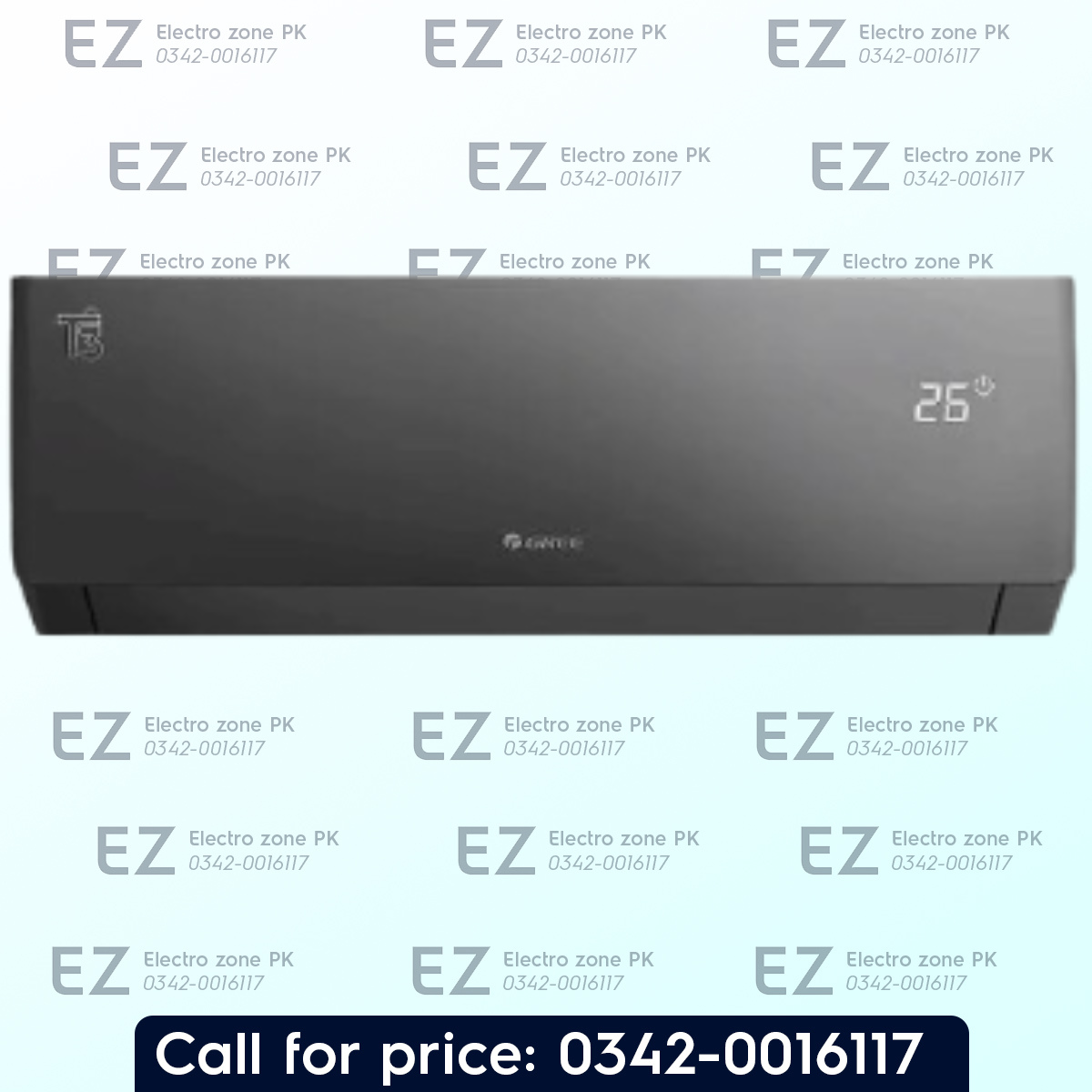 Gree GS-12AITH21B Airy Plus 1 Ton DC Inverter AC with T3 G-Boost compressor, Wi-Fi, self-cleaning technology, SEER 15, and Heat & Cool operation.