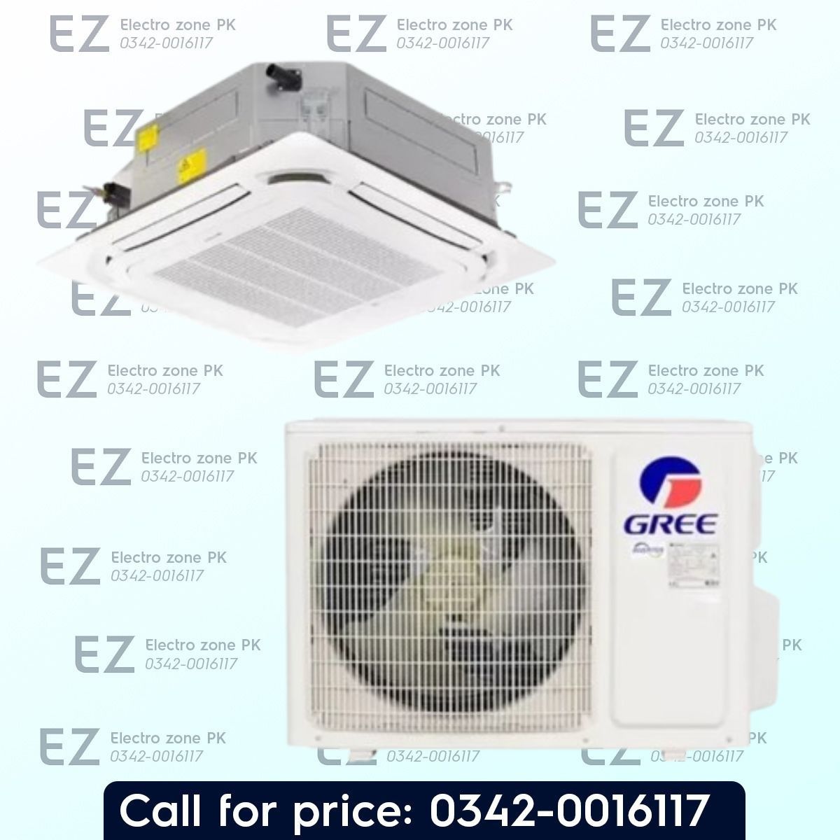 Gree GUD71T Inverter Ceiling Casette 2 Ton features inverter compressor, 4-way airflow, efficient cooling and energy-saving operation at Electro Zone Pakistan.