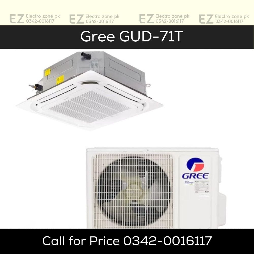 Gree GUD71T Inverter Ceiling Casette 2 Ton features inverter compressor, 4-way airflow, efficient cooling and energy-saving operation at Electro Zone Pakistan.