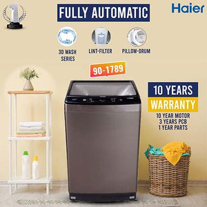 Haier 9kg 90 1789 Auto Washing Machine features powerful motor, efficient wash cycles and durable performance at Electro Zone Pakistan on 0% interest.