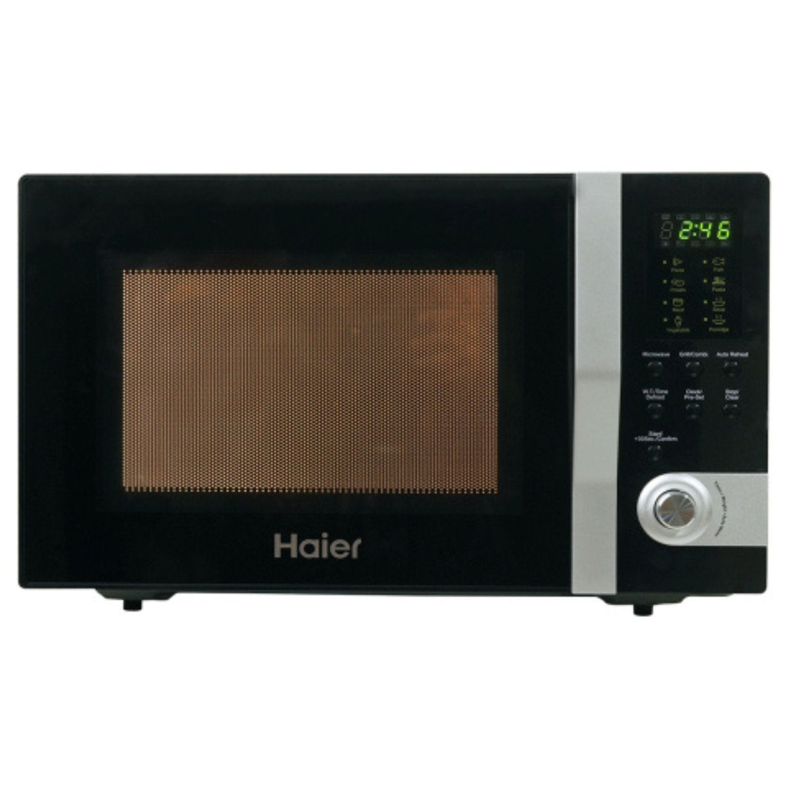 Haier HMN-32100EGB Grill Microwave Oven features grill heating, multi-stage cooking and digital controls for precise meal preparation at Electro Zone Pakistan.