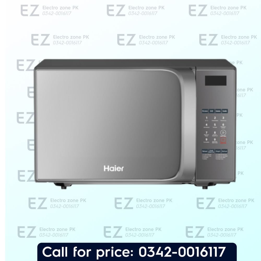 Haier HMW-30AFR Air Fryer Microwave Oven in Pakistan. Features 30L capacity, air fryer technology, convection baking, touch controls, and auto menus.