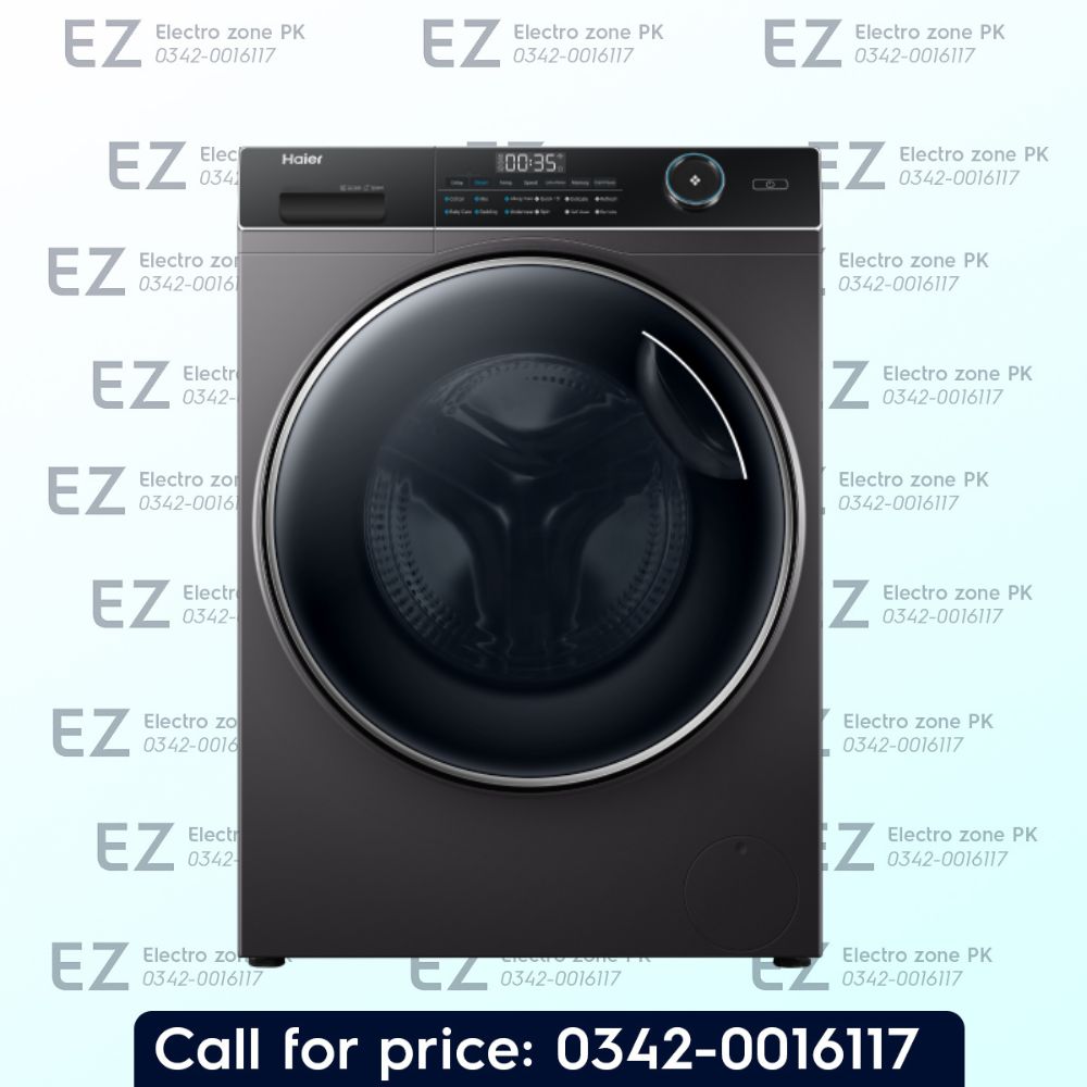 Haier HW100-BP12357S8 10KG Inverter Front Load Washing Machine features Direct Motion Motor, smart wash cycles and efficient cleaning at Electro Zone Pakistan.
