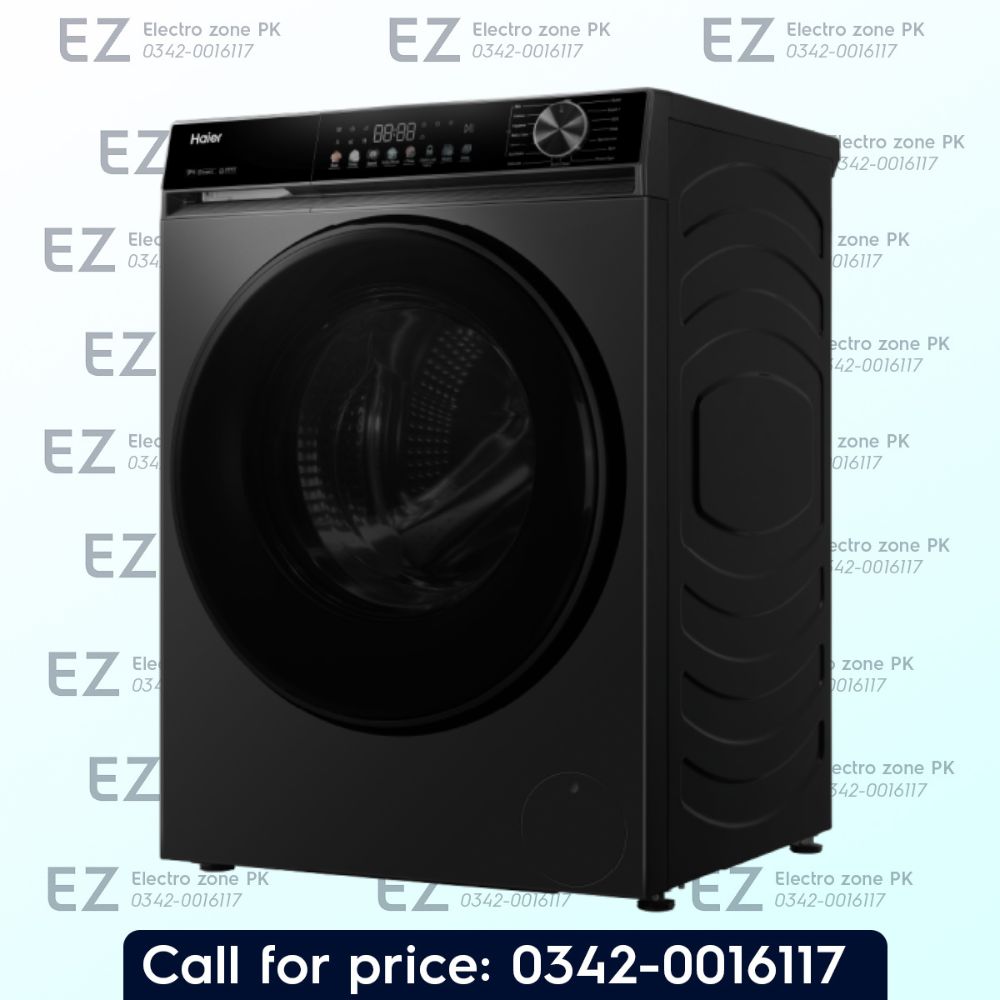 Haier HWD120-BP12357S8 12KG Inverter Front Load Washing Machine features Direct Motion Motor, smart wash cycles and efficient cleaning at Electro Zone Pakistan.
