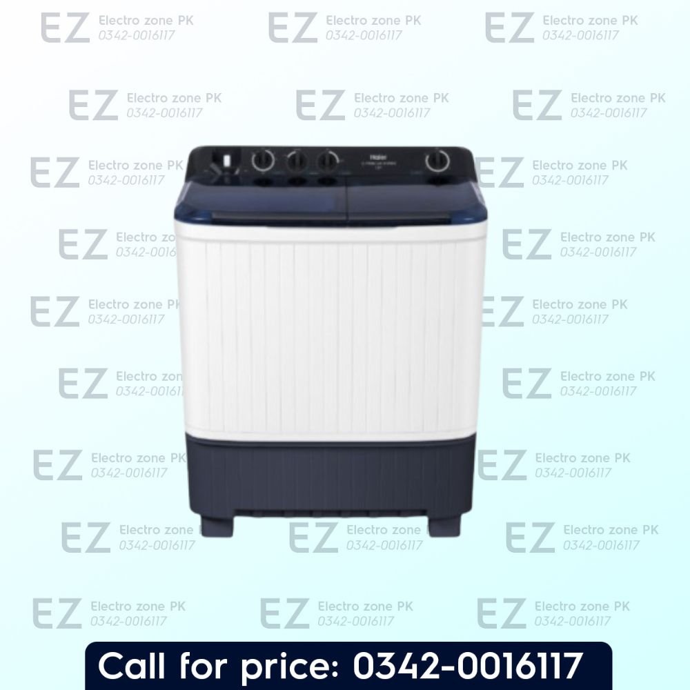 Haier HWM 130-1217 Semi Automatic Washing Machine features twin tub design, powerful pulsator wash and efficient spin drying at Electro Zone Pakistan.