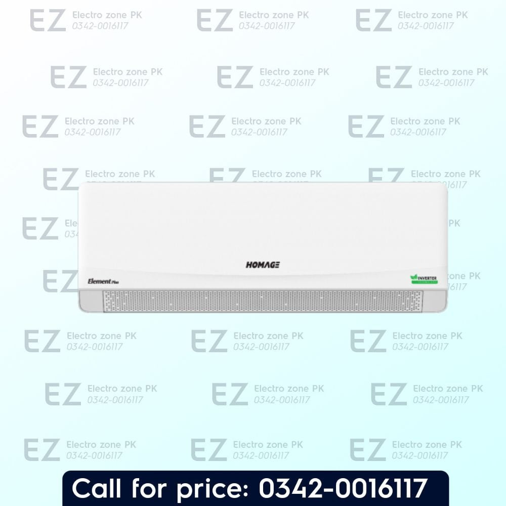 Homage 1 Ton HES 1211S Inverter Element Series Air Conditioner features inverter compressor, efficient cooling and airflow at Electro Zone Pakistan on 0% interest.