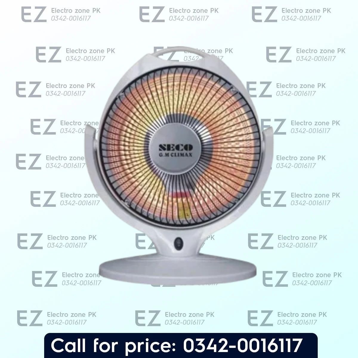 Seco SG 2212 Table Heater with dual heating settings, a protective grill, and velvet-finish design. Check the latest price in Pakistan at Electro Zone PK.
