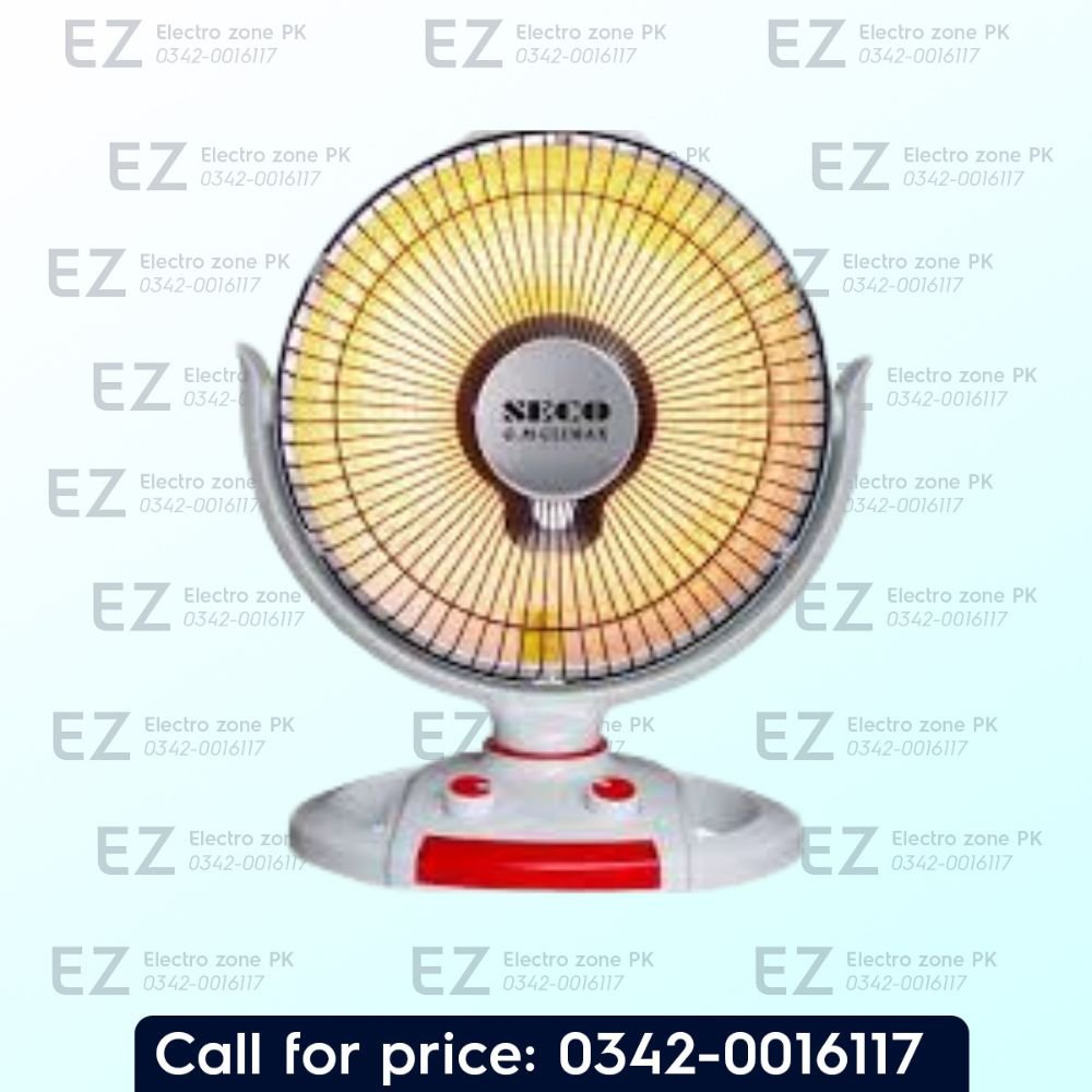 Seco SG 640 Halogin Electric Heater Swing Function features halogen heating, swing operation, adjustable heat settings and efficient warmth at Electro Zone Pakistan.