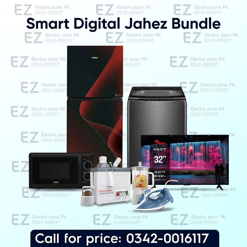 Smart Digital Jahez Bundle offers efficient home appliances with smart features at Electro Zone Pakistan on installments with 0% interest.