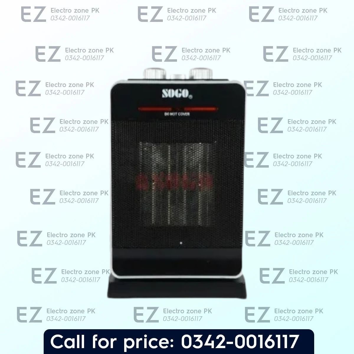 Sogo JPN 87 Ceramic Electric Fan Heater with 750W/1500W heat settings, cool-air mode, oscillation, and tip-over protection for safe comfort at Electro Zone PK.