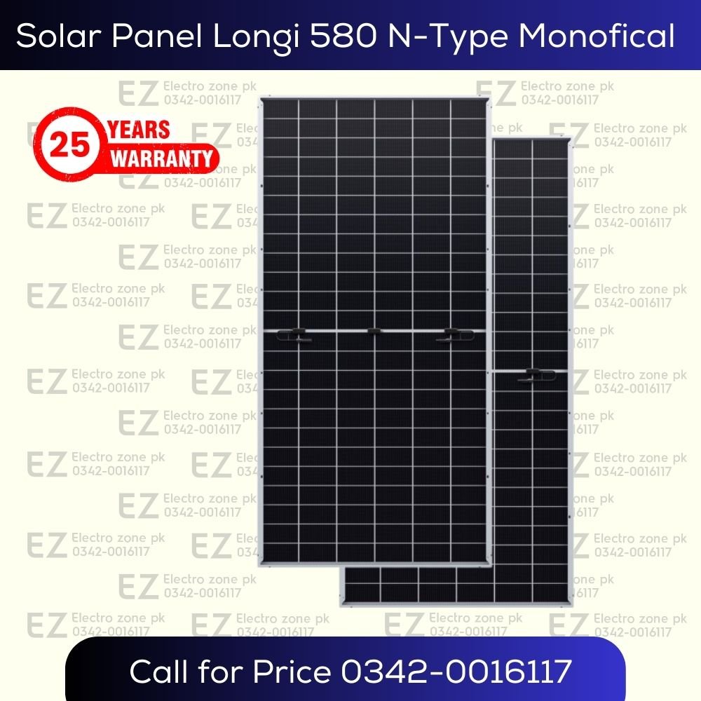 Solar Panel Longi Himo X6 N-Type 580 MonoPerc features 580W output, N-Type cell technology, high efficiency and durable construction at Electro Zone Pakistan.