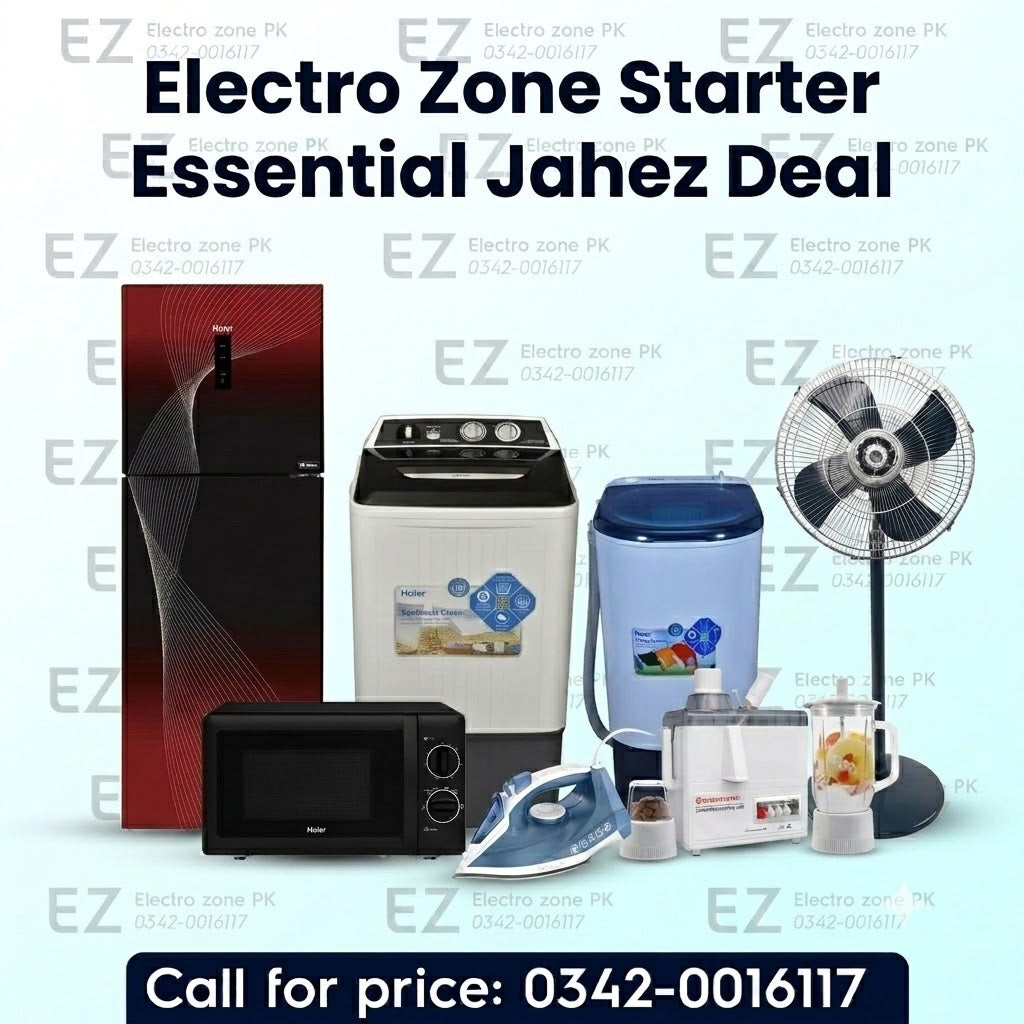 Starter Essential Jahez Package offers practical appliances with efficient performance at Electro Zone Pakistan on 0% interest installments.