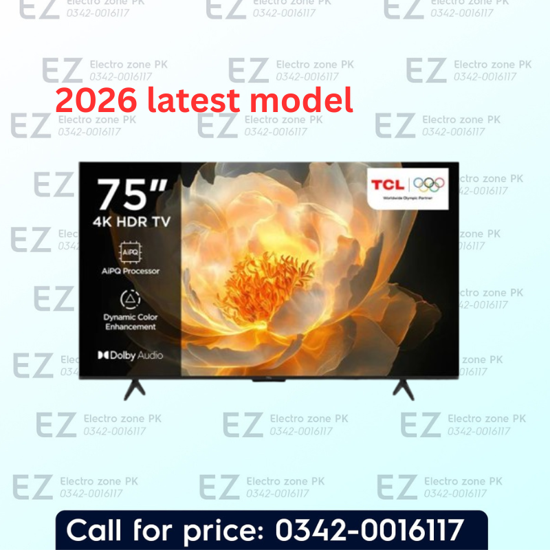 TCL 75 Inch 75P79L 4K QLED Google TV from Electrozone Pakistan with vibrant colors, sharp visuals, smart Google features, and immersive entertainment.