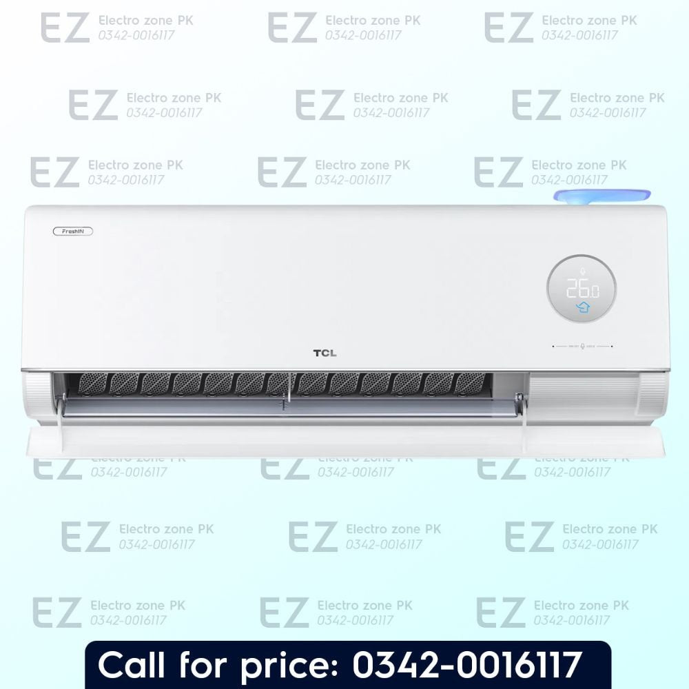 TCL TAC 12T5 FreshIN 3.0 1 ton inverter AC features FreshIN 3.0 technology, inverter cooling and energy-efficient airflow at Electro Zone Pakistan.
