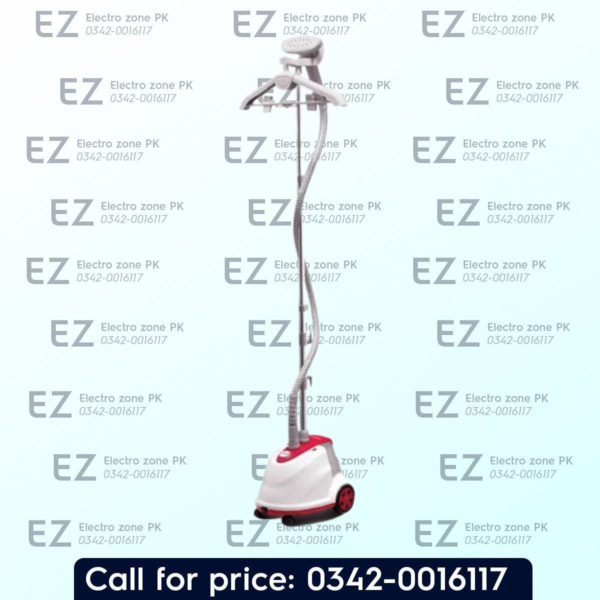 Westpoint WF 1154 Deluxe Garment Steamer with 2L water tank, 1800W power, adjustable steam control, and removable tank for easy garment care at Electro Zone PK.
