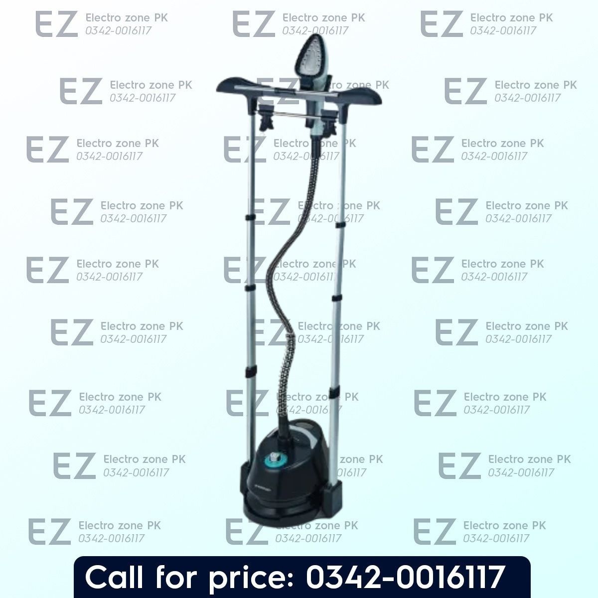 Westpoint WF 1156 Deluxe Garment Steamer with 1580W power, 1350ml tank, 4 steam levels, and 60-second heating for easy garment care at Electro Zone Pk.