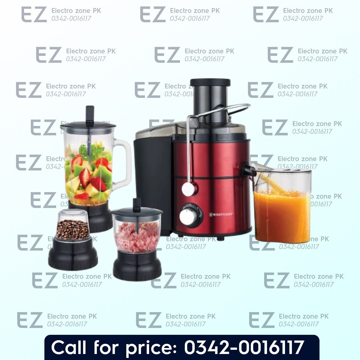 Westpoint WF 1834 Deluxe Kitchen Chef offers 4-in-1 blending, juicing, grinding, ice crushing, and powerful 750W performance for versatile kitchen use.