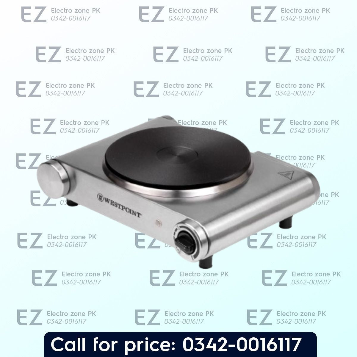 Westpoint WF 271 Deluxe Hot Plate with 1500W power, cast-iron heating plate, adjustable thermostat, power indicator, and safety protection at Electro Zone PK.