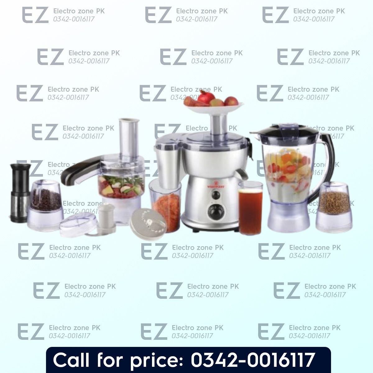 Westpoint WF 2804 Food Processor 9 in 1 offers chopping, slicing, shredding, blending, and grinding functions. Buy from Electro Zone PK today.