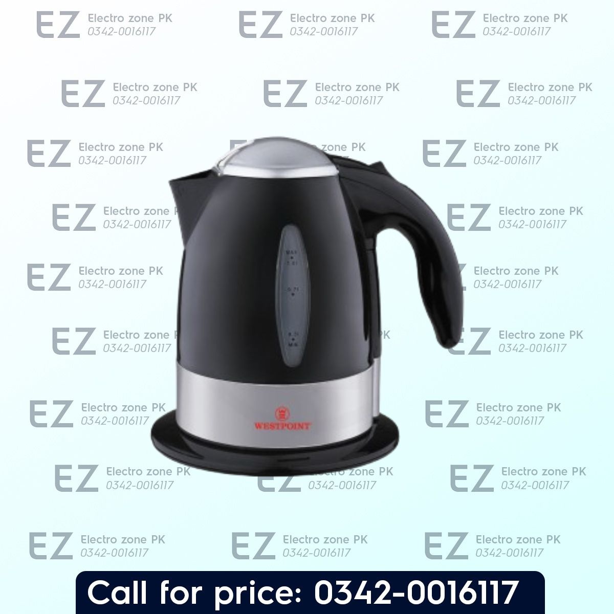 Westpoint WF 408 Deluxe Cordless Kettle with fast boiling, convenient cordless operation, reliable performance, and stylish design from Electro Zone PK.