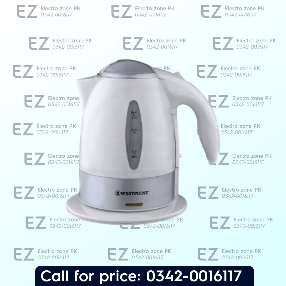 Westpoint WF 409 Cordless Electric Kettle with fast boiling, convenient cordless operation, reliable performance, and practical design from Electro Zone PK.