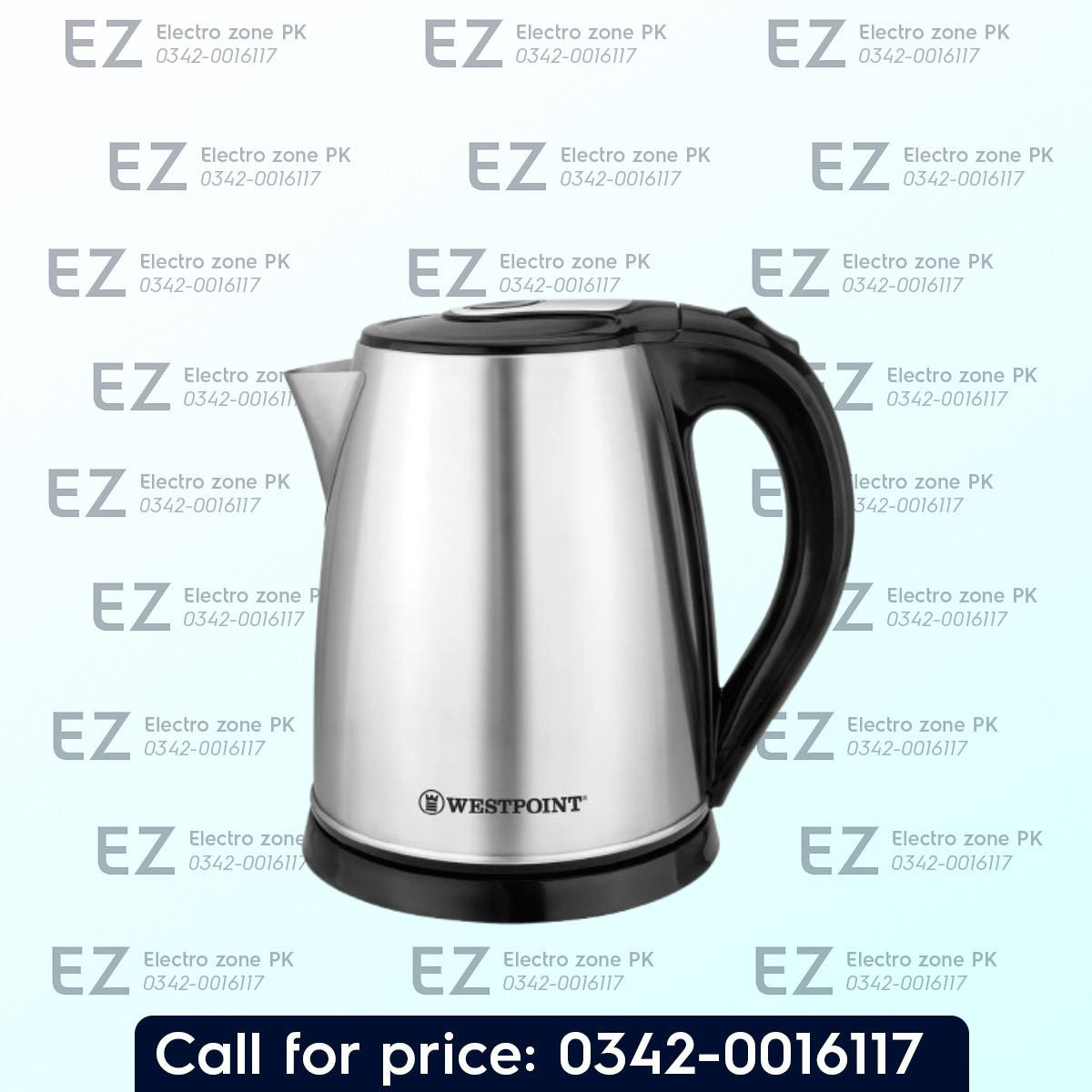 Check Westpoint WF 411 Deluxe Cordless Electric Kettle price in Pakistan, featuring rapid heating, easy pouring, 360° rotation, and automatic shut-off.