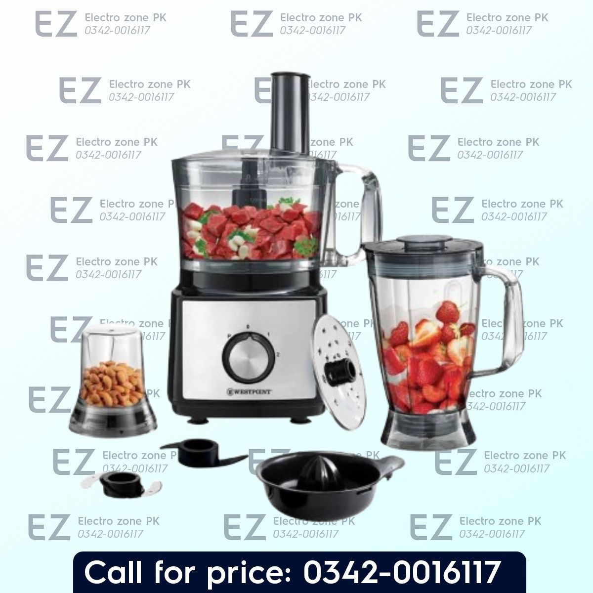 Westpoint WF 8815 Professional Kitchen Robot offers powerful mixing, blending, grinding, chopping, and versatile food preparation for convenient everyday use.