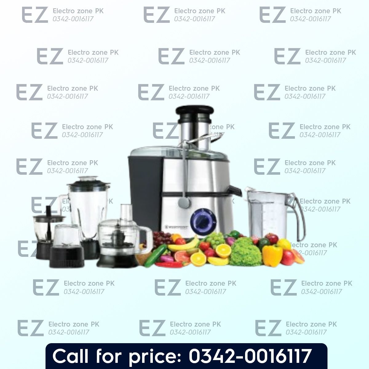 Westpoint WF 8818 Professional Kitchen Robot 5 in 1 combines mixing, blending, grinding, chopping, and food processing for efficient meal preparation at Electro Zone PK.
