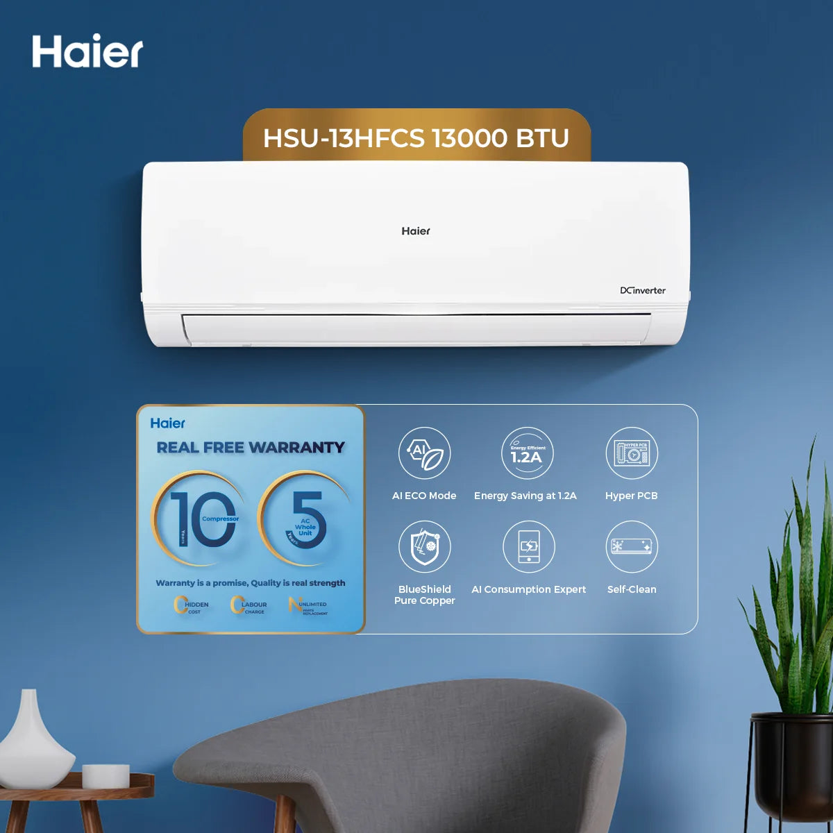 Haier 1 ton 13hfc inverter ac